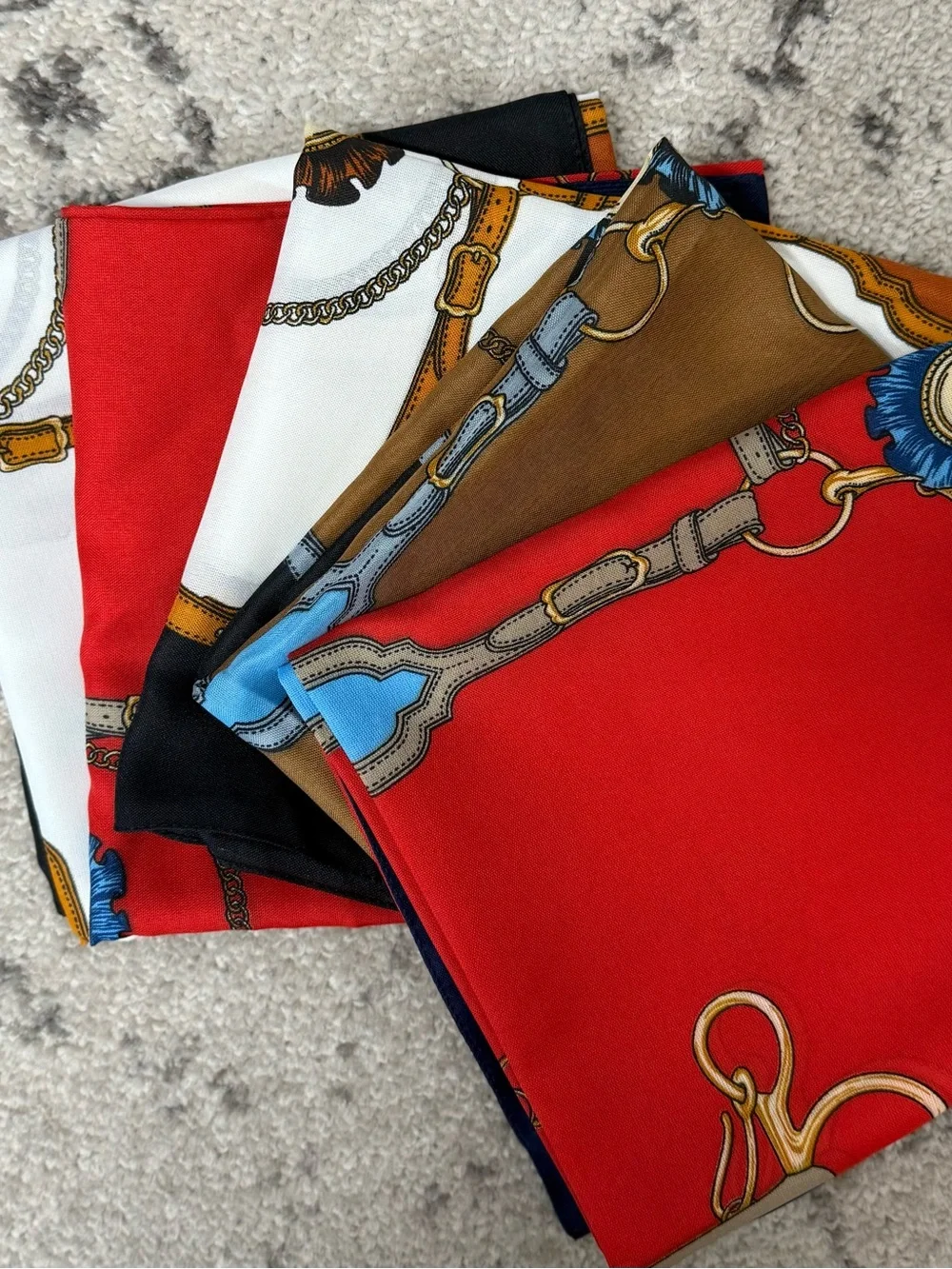 Polyester Equestrian Detailed Scarf Lot of Five